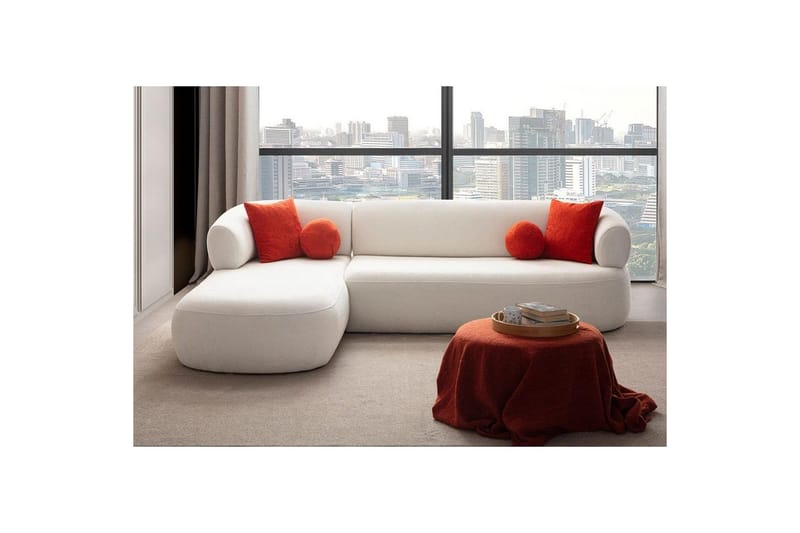 Kollumber Sofa med divan 3-seter - Hvit - Møbler - Sofaer - Sofa med sjeselong