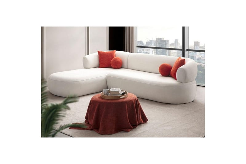 Kollumber Sofa med divan 3-seter - Hvit - Møbler - Sofaer - Sofa med sjeselong