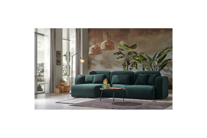 Kyrel Sofa med Divan 4-sits - Grønn - Møbler - Sofaer - Sofa med sjeselong