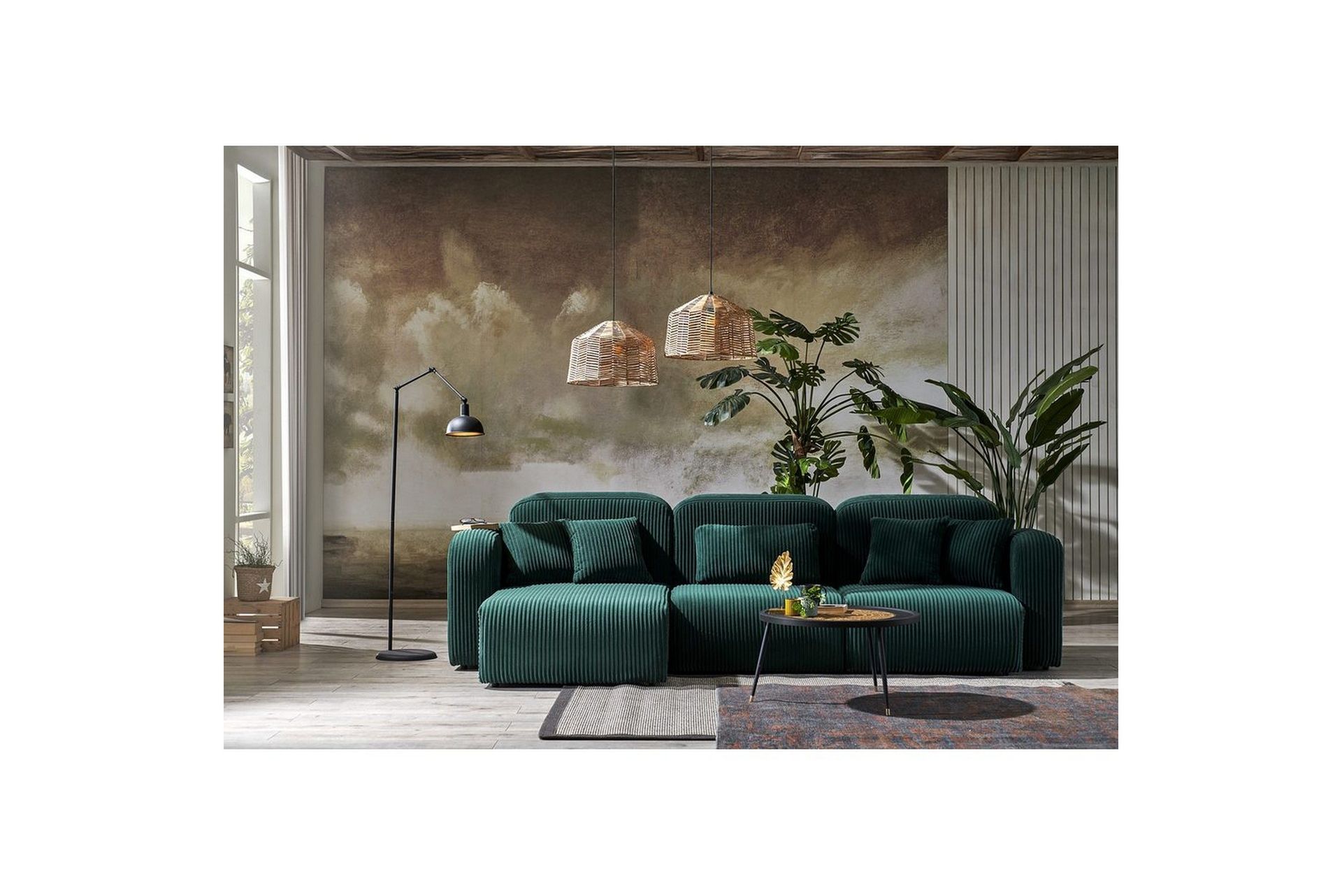 Kyrel Sofa med Divan 4-sits - Grønn
