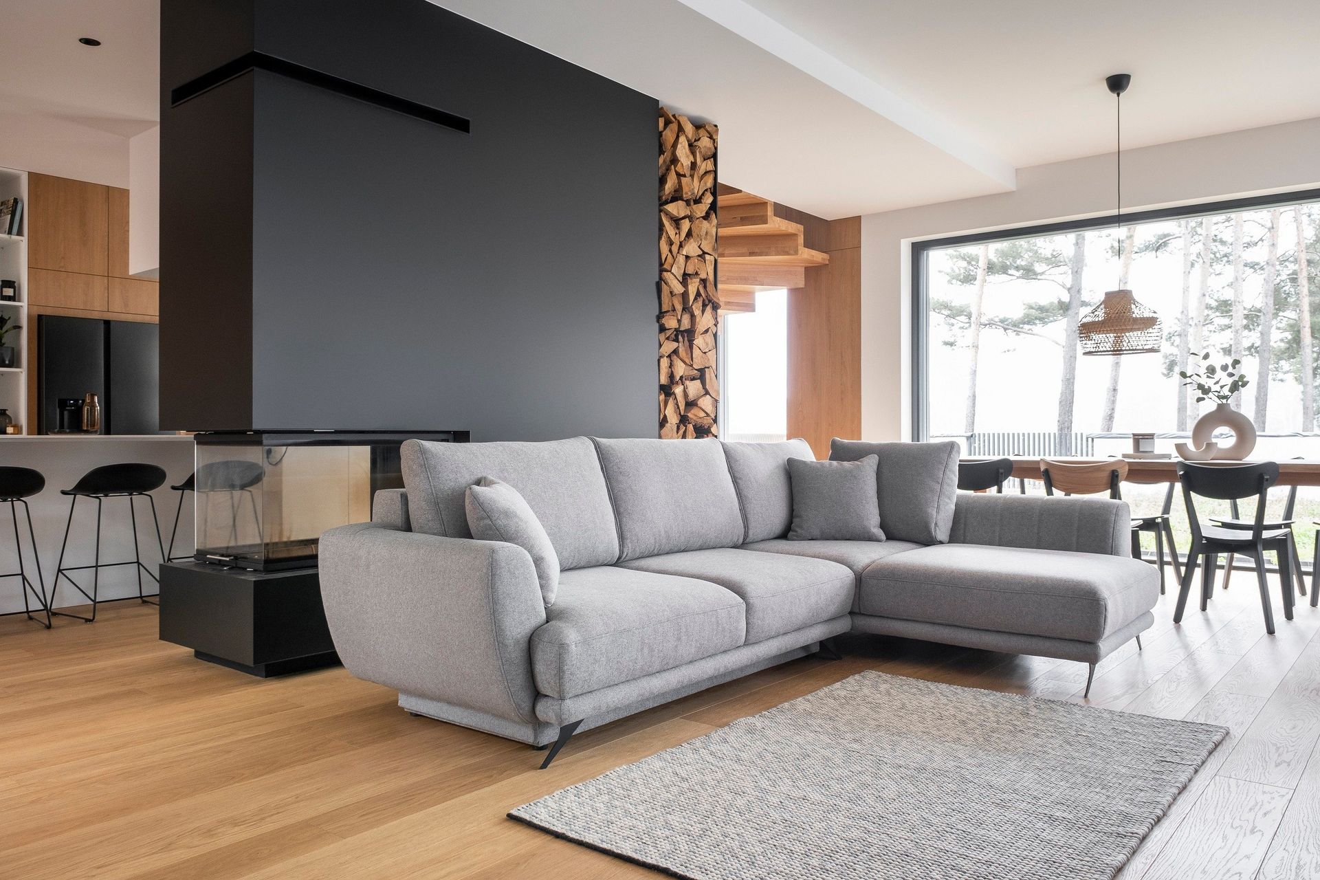 Larde sofa med Sjeselong Høyre - Lysegrå