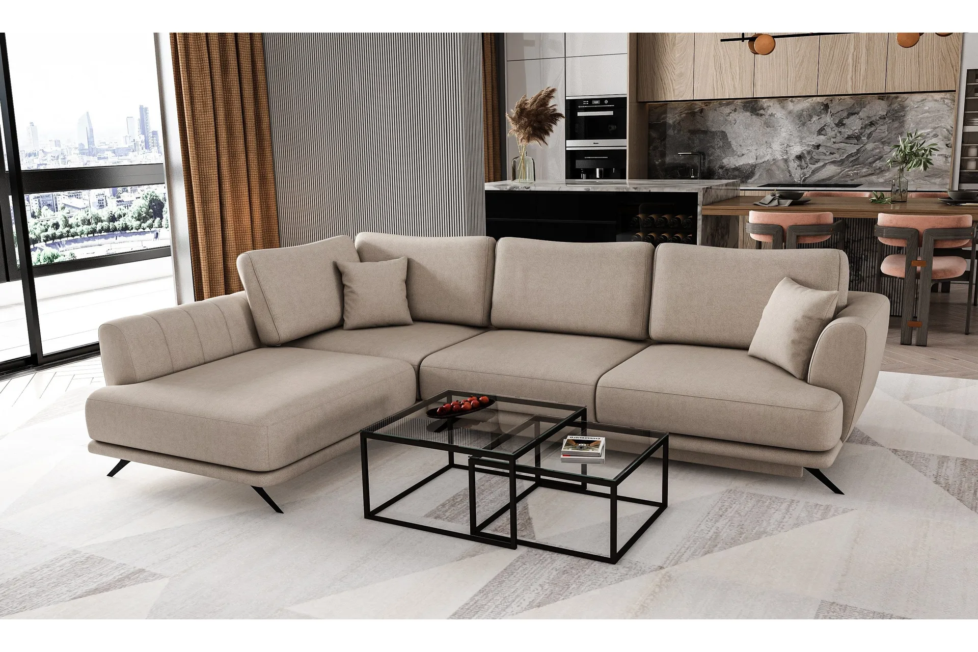 Larde Sofa med sjeselong Venstre - Beige