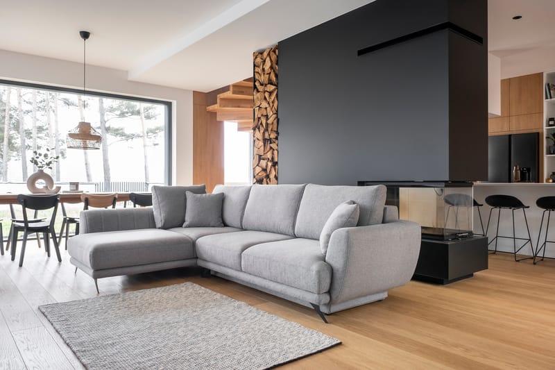 Larde sofa med Sjeselong Venstre - Lysegrå - Møbler - Sofaer - Sofa med sjeselong