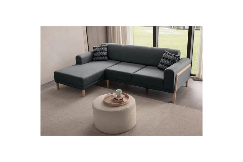 Latrona Sofa med divan 3-seter - Antrasitt - Møbler - Sofaer - Sofa med sjeselong