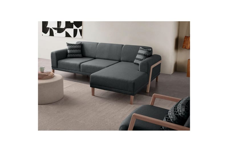 Latrona Sofa med divan 3-seter - Antrasitt - Møbler - Sofaer - Sofa med sjeselong