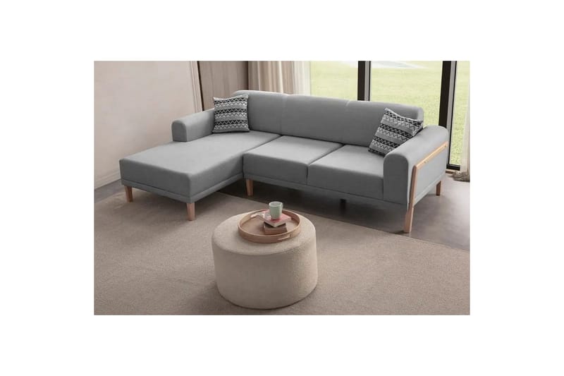 Latrona Sofa med divan 3-seter - Grå - Møbler - Sofaer - Sofa med sjeselong