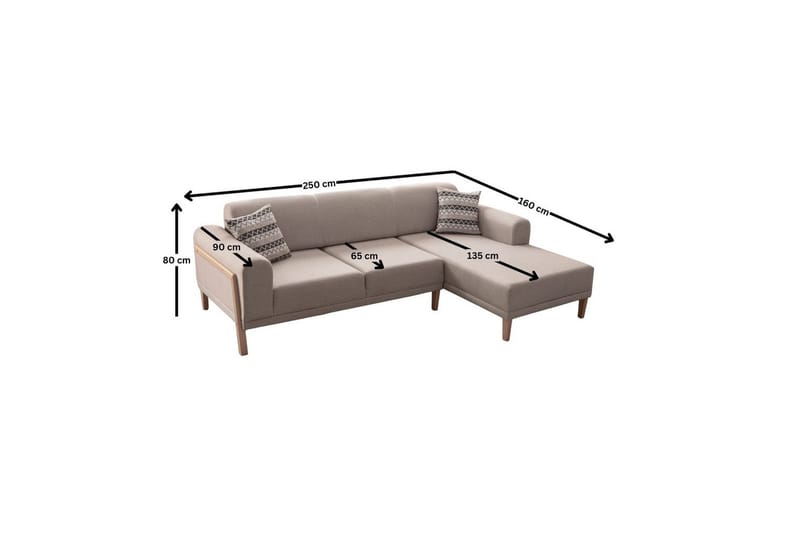 Latrona Sofa med divan 3-seter - Kremhvit - Møbler - Sofaer - Sofa med sjeselong