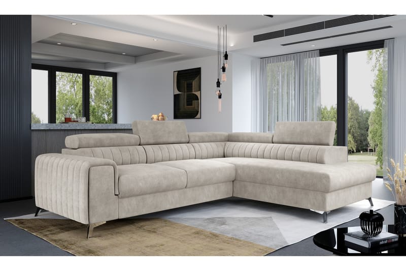 Laurece Sjeselongsofa Høyre - Beige - Sofa med sjeselong