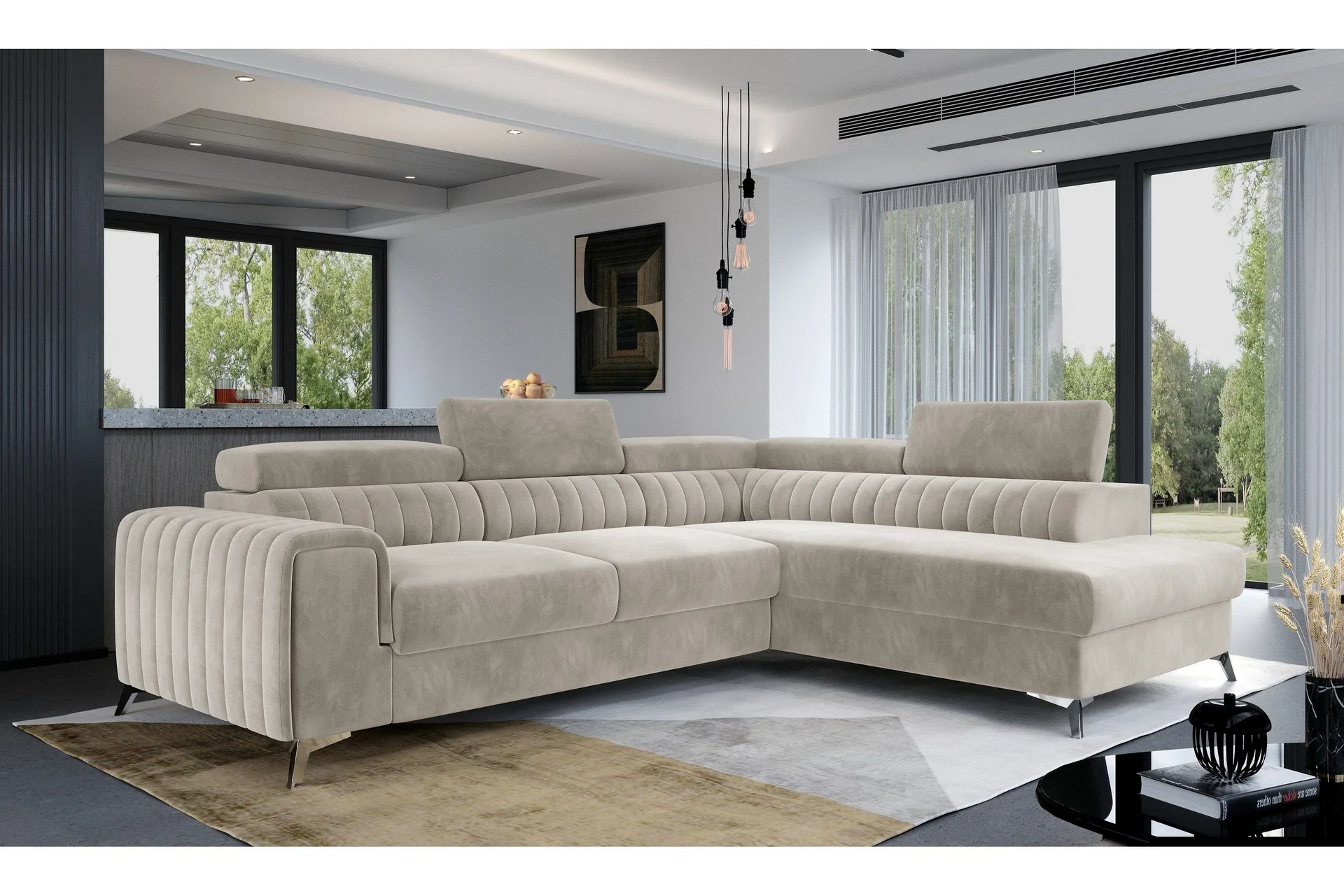 Laurece Sjeselongsofa Høyre - Beige