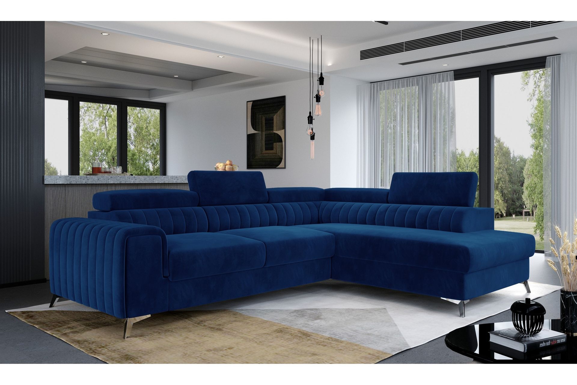 Laurece Sjeselongsofa Høyre - Blå - Møbler - Sofaer - Sofa med sjeselong