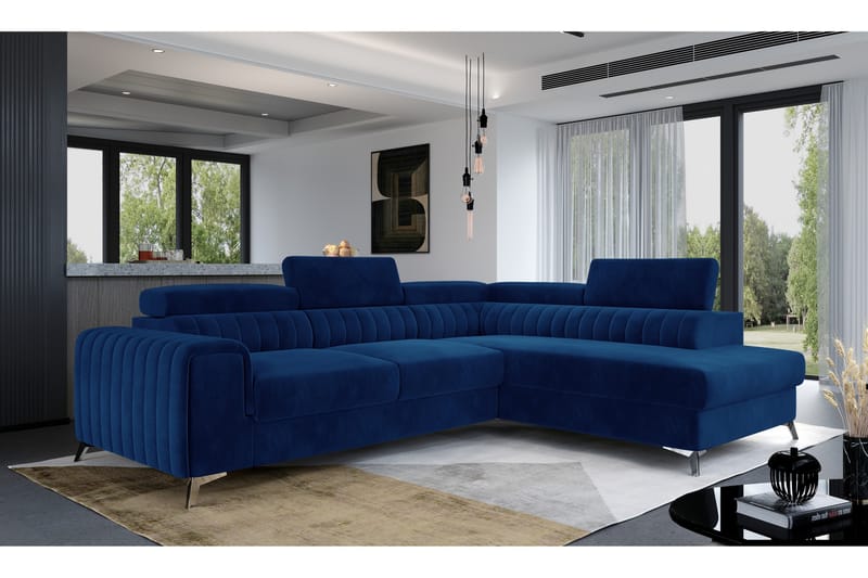 Laurece Sjeselongsofa Høyre - Blå - Møbler - Sofaer - Sofa med sjeselong