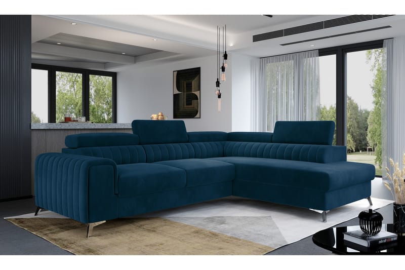 Laurece Sjeselongsofa Høyre - Blå - Møbler - Sofaer - Sofa med sjeselong