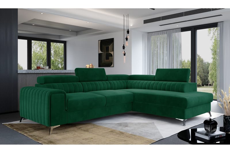 Laurece Sjeselongsofa Høyre - Grønn - Møbler - Sofaer - Sofa med sjeselong