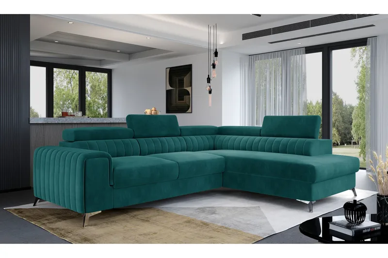 Laurece Sjeselongsofa Høyre - Turkis - Møbler - Sofaer - Sofa med sjeselong