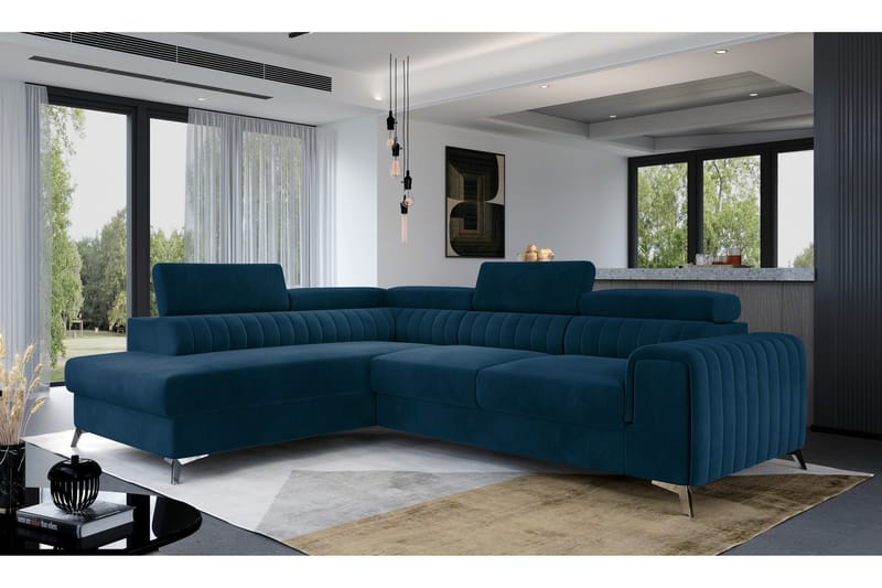 Laurece Sjeselongsofa Venstre - Blå - Møbler - Sofaer - Sofa med sjeselong