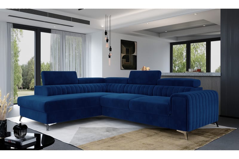 Laurece Sjeselongsofa Venstre - Blå - Møbler - Sofaer - Sofa med sjeselong