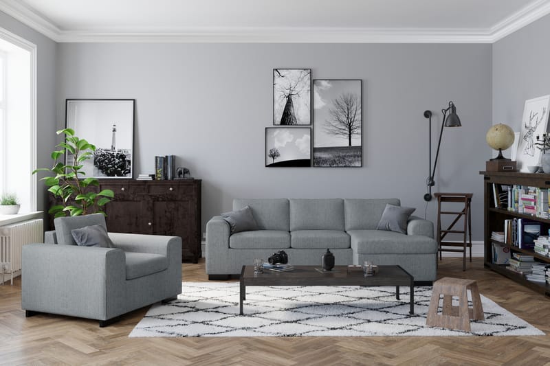 Link 3-seters Vendbar L-formet Divansofa i Stoff - Lys grå - Møbler - Sofaer - Sofa med sjeselong