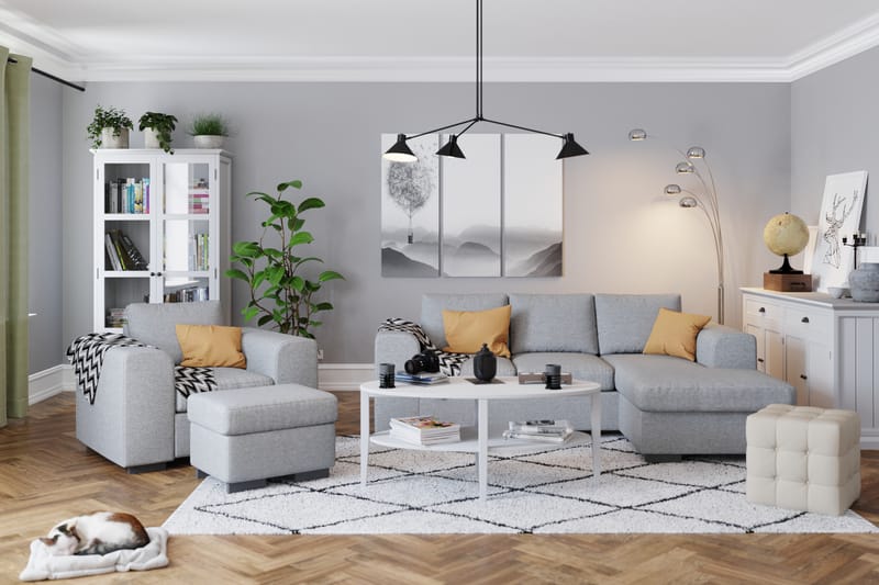 Link 3-seters Vendbar L-formet Divansofa i Stoff - Lys grå - Møbler - Sofaer - Sofa med sjeselong