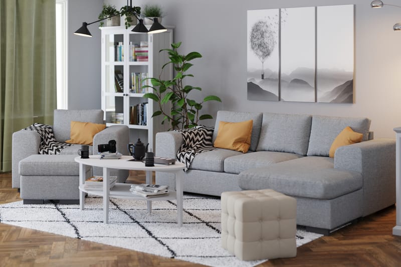 Link 3-seters Vendbar L-formet Divansofa i Stoff - Lys grå - Møbler - Sofaer - Sofa med sjeselong
