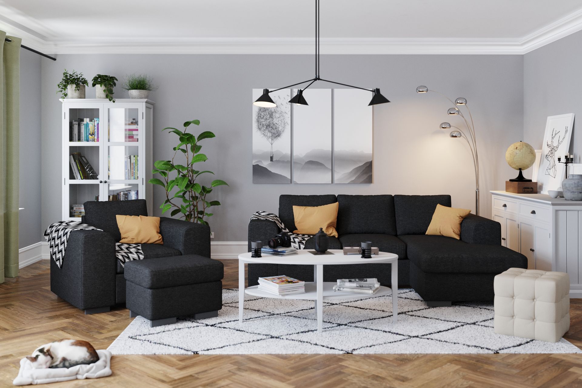 Link 3-seters Vendbar L-formet Divansofa i Stoff - Svart - Møbler - Sofaer - Sofa med sjeselong