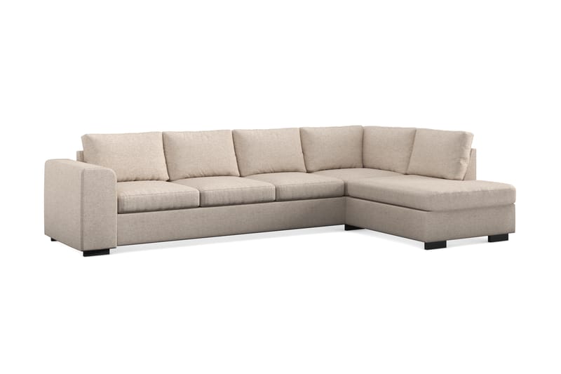 Link 4-seters Høyrevendt L-formet Large Sjeselongsofa i Stoff - Beige - Møbler - Sofaer - Sofa med sjeselong
