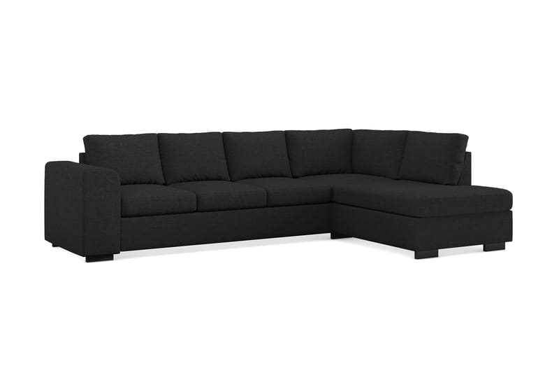 Link 4-seters Høyrevendt L-formet Sjeselongsofa i Stoff - Svart - Møbler - Sofaer - Sofa med sjeselong