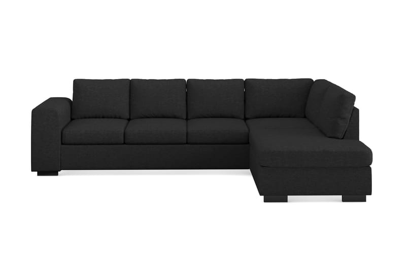 Link 4-seters Høyrevendt L-formet Sjeselongsofa i Stoff - Svart - Møbler - Sofaer - Sofa med sjeselong