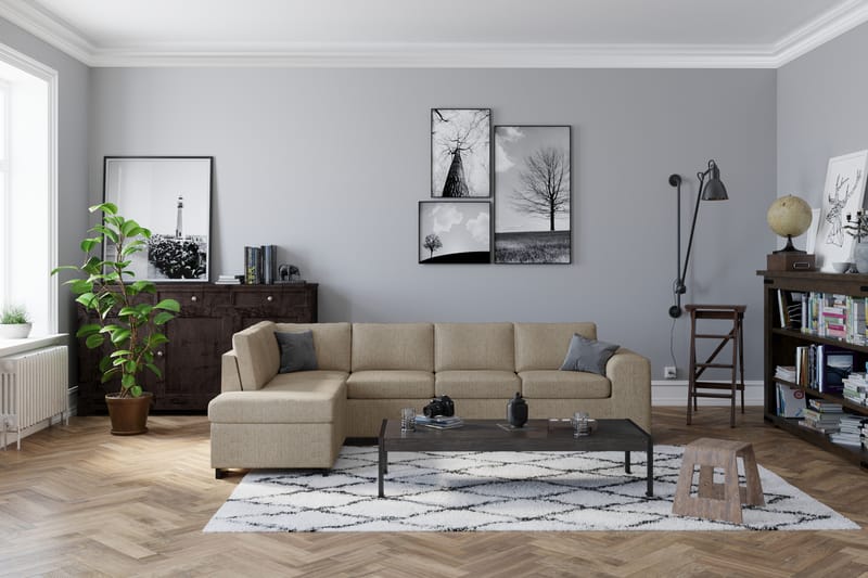 Link 4-seters Venstrevendt L-formet Large Sjeselongsofa i Stoff - Beige - Møbler - Sofaer - Sofa med sjeselong