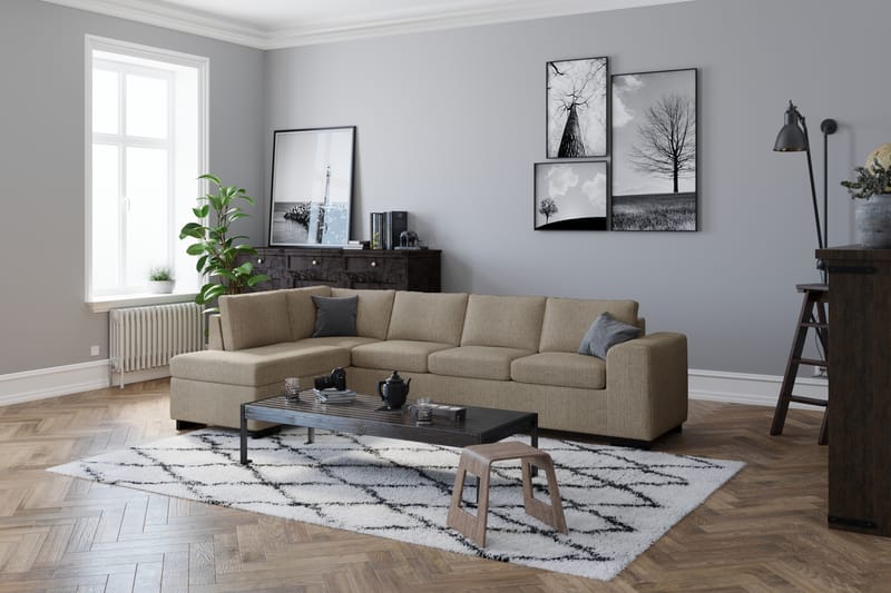 Link 4-seters Venstrevendt L-formet Large Sjeselongsofa i Stoff - Beige - Møbler - Sofaer - Sofa med sjeselong