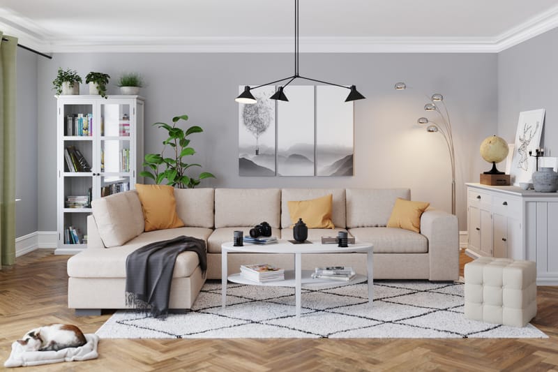 Link 4-seters Venstrevendt L-formet Large Sjeselongsofa i Stoff - Beige - Møbler - Sofaer - Sofa med sjeselong