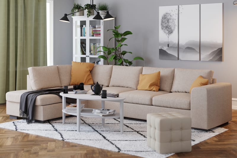 Link 4-seters Venstrevendt L-formet Large Sjeselongsofa i Stoff - Beige - Møbler - Sofaer - Sofa med sjeselong