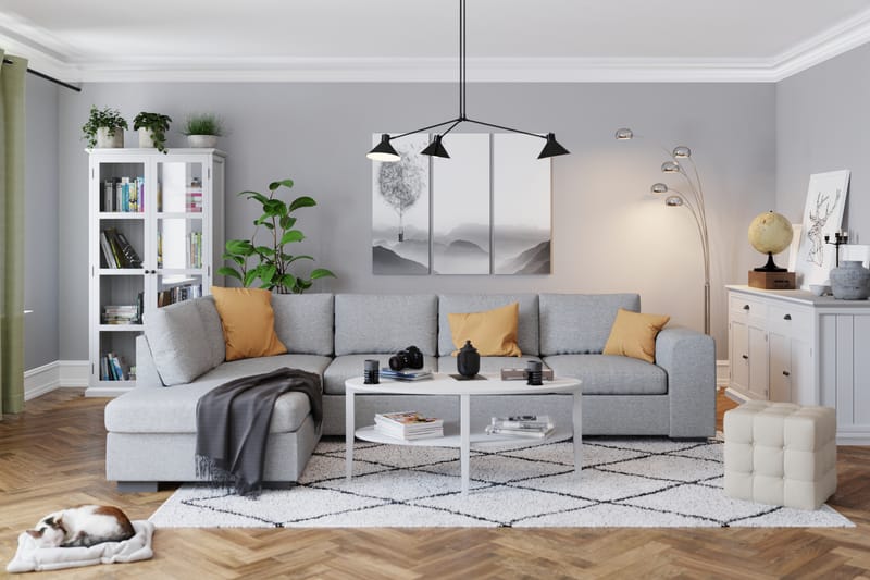 Link 4-seters Venstrevendt L-formet Large Sjeselongsofa i Stoff - Lys grå - Møbler - Sofaer - Sofa med sjeselong