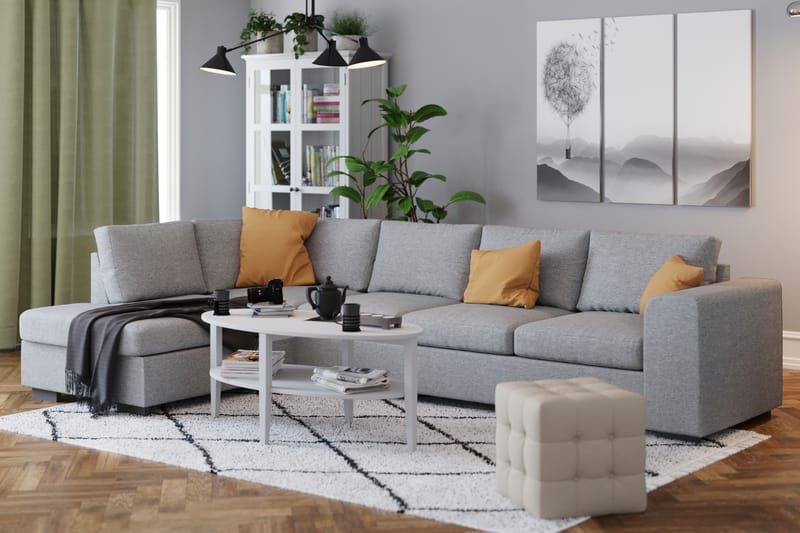 Link 4-seters Venstrevendt L-formet Large Sjeselongsofa i Stoff - Lys grå - Møbler - Sofaer - Sofa med sjeselong