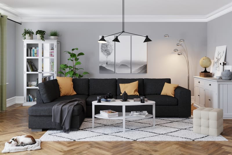 Link 4-seters Venstrevendt L-formet Large Sjeselongsofa i Stoff - Svart - Møbler - Sofaer - Sofa med sjeselong