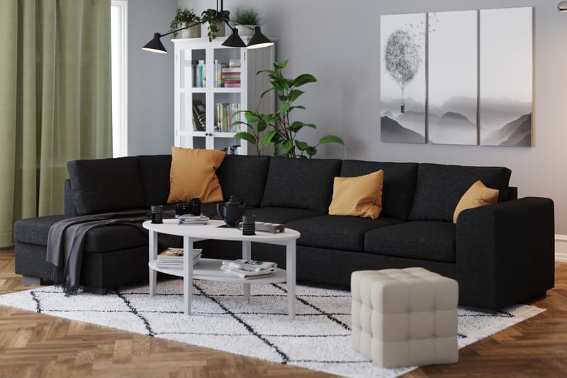 Link 4-seters Venstrevendt L-formet Large Sjeselongsofa i Stoff - Svart - Møbler - Sofaer - Sofa med sjeselong