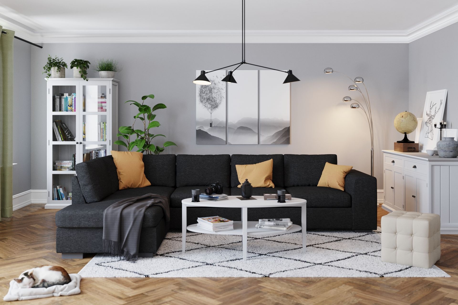 Link 4-seters Venstrevendt L-formet Sjeselongsofa i Stoff - Svart - Møbler - Sofaer - Sofa med sjeselong