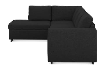 Link 4-seters Venstrevendt L-formet Sjeselongsofa i Stoff - Svart - Møbler - Sofaer - Sofa med sjeselong