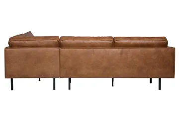 Lissbon 3-seter Høyre L-formet Hjørnesofa med Sjeselong 266 cm i Lær - Konjakk - Møbler - Sofaer - Sofa med sjeselong