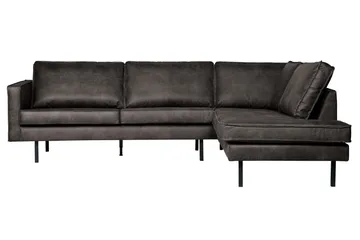 Lissbon 3-seter Høyrevendt L-formet Hjørnesofa i Kunstlær - Antrasitt - Møbler - Sofaer - Sofa med sjeselong