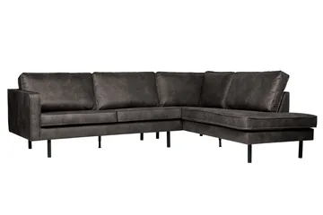 Lissbon 3-seter Høyrevendt L-formet Hjørnesofa i Kunstlær - Antrasitt - Møbler - Sofaer - Sofa med sjeselong