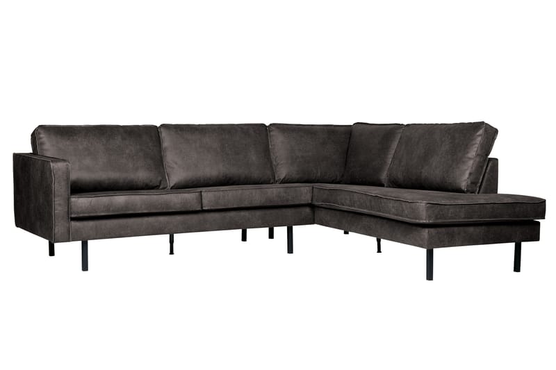 Lissbon 3-seter Høyrevendt L-formet Hjørnesofa i Kunstlær - Antrasitt - Møbler - Sofaer - Sofa med sjeselong