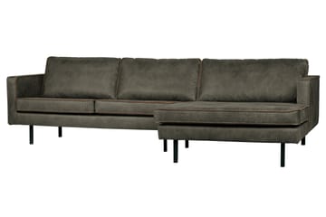 Lissbon 3-seter Høyrevendt L-formet Sofa med Sjeselong 300 cm i Lær - Grønn - Møbler - Sofaer - Sofa med sjeselong