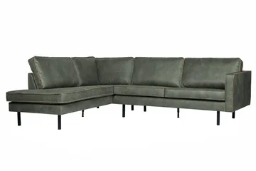 Lissbon 3-seter Venstrevendt L-formet Hjørnesofa 266 cm i Lær - Grønn - Møbler - Sofaer - Sofa med sjeselong