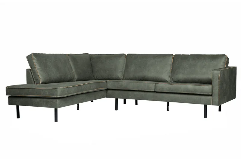 Lissbon 3-seter Venstrevendt L-formet Hjørnesofa 266 cm i Lær - Grønn - Møbler - Sofaer - Sofa med sjeselong