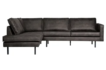 Lissbon 3-seter Venstrevendt L-formet Hjørnesofa 266 cm i Lær - Mørkegrå - Møbler - Sofaer - Sofa med sjeselong