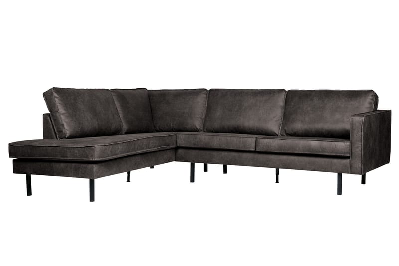Lissbon 3-seter Venstrevendt L-formet Hjørnesofa 266 cm i Lær - Mørkegrå - Møbler - Sofaer - Sofa med sjeselong