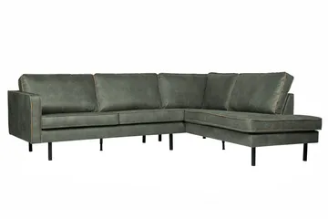 Lissbon 4-seter Høyrevendt L-formet Hjørnesofa 266 cm i Lær - Grønn - Møbler - Sofaer - Sofa med sjeselong