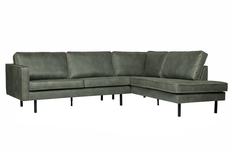 Lissbon 4-seter Høyrevendt L-formet Hjørnesofa 266 cm i Lær - Grønn - Møbler - Sofaer - Sofa med sjeselong