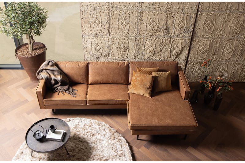 Lissbon Divansofa Høyre - Cognac - Møbler - Sofaer - Sofa med sjeselong