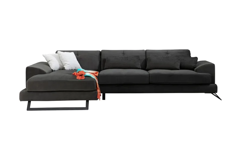 Longa Hjørnesofa med Divan Venstre, Svart